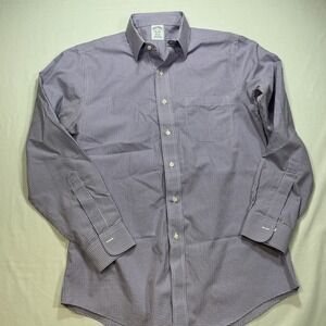 Brooks Brothers Regent Fit Purple Gingham Dress Shirt Men's 15‎ 1/2 35